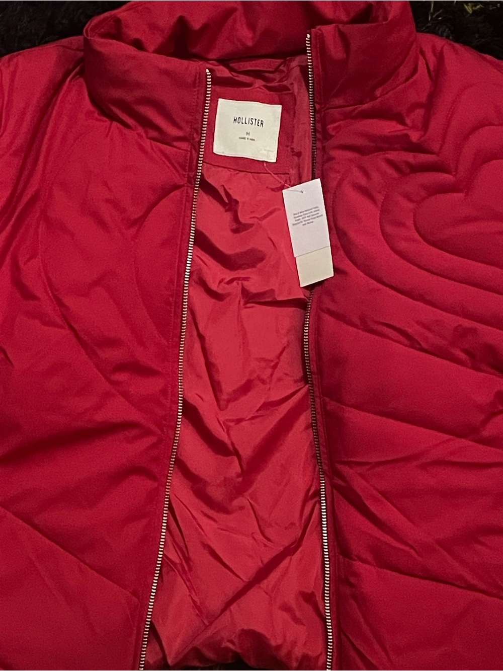 Hollister Bright Red Quilted Puffer Jacket